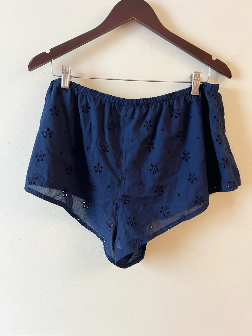 Victoria Secret Navy Blue Floral Eyelet Sleep Shorts Size Large